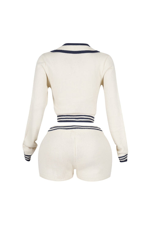 10 Out Of 10 Knit Collared Top & Shorts SET