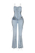 Rebel Fit Lace Up Denim Jumpsuit