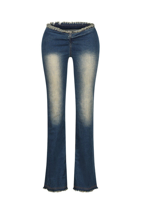 Smokey Low Rise Frayed Denim Jeans