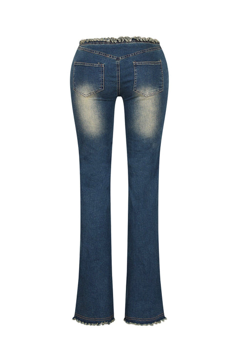 Smokey Low Rise Frayed Denim Jeans