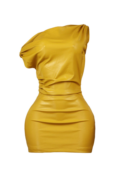 My Gosh PU Unbalanced Mini Dress