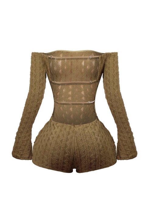 Marissa Off Shoulder Fuzzy Knit Romper