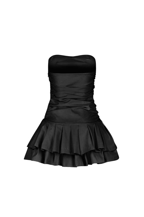 Ruche Bar Faux Leather Mini Dress