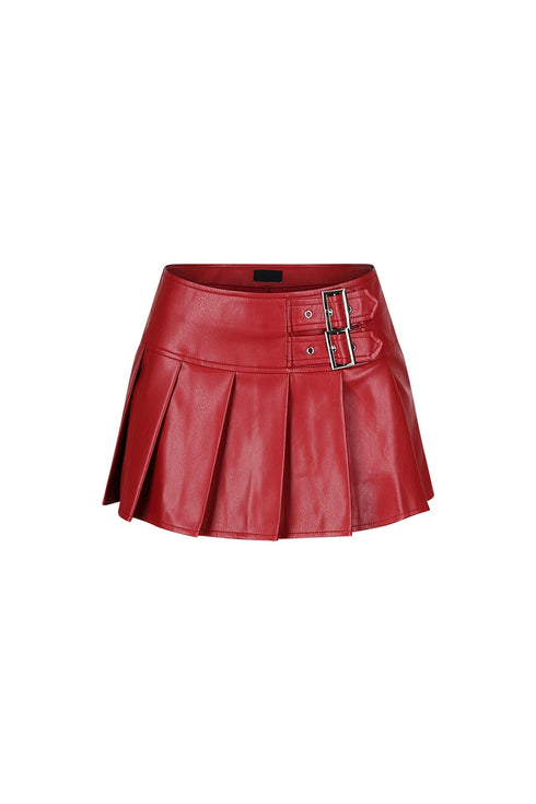 Rush Into Pleated Leather Skirt