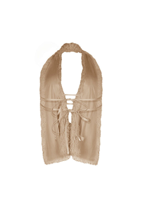 Sugar Puff Fur Halter Vest