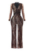 Teddy Leopard Mesh Jumpsuit
