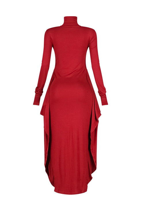 Lazy Noon Thumbhole Mock Neck Maxi Dress
