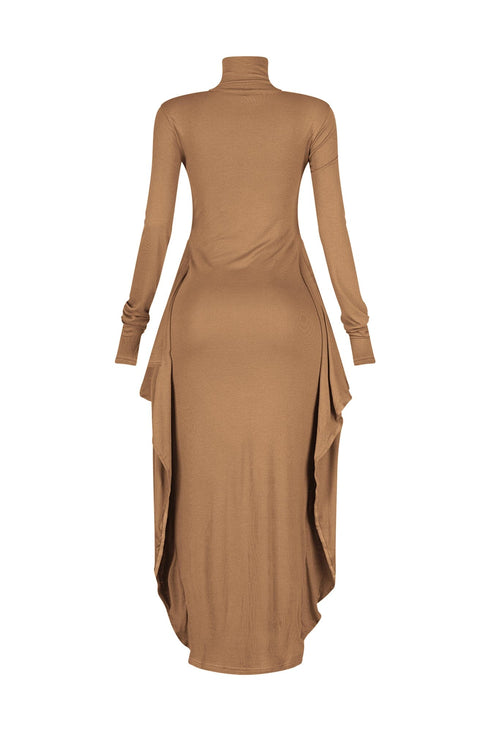 Lazy Noon Thumbhole Mock Neck Maxi Dress