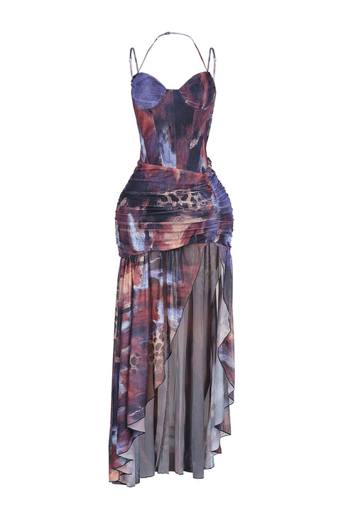 Izmir Mesh Print Maxi Dress