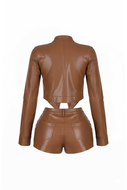 Dominance Duo PU Jacket & Shorts SET