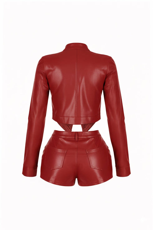 Dominance Duo PU Jacket & Shorts SET