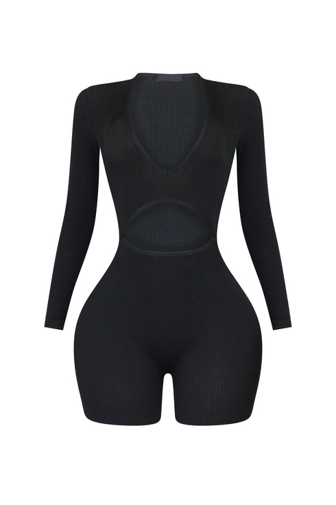 Cut Him Off Cutout Long Sleeve Romper