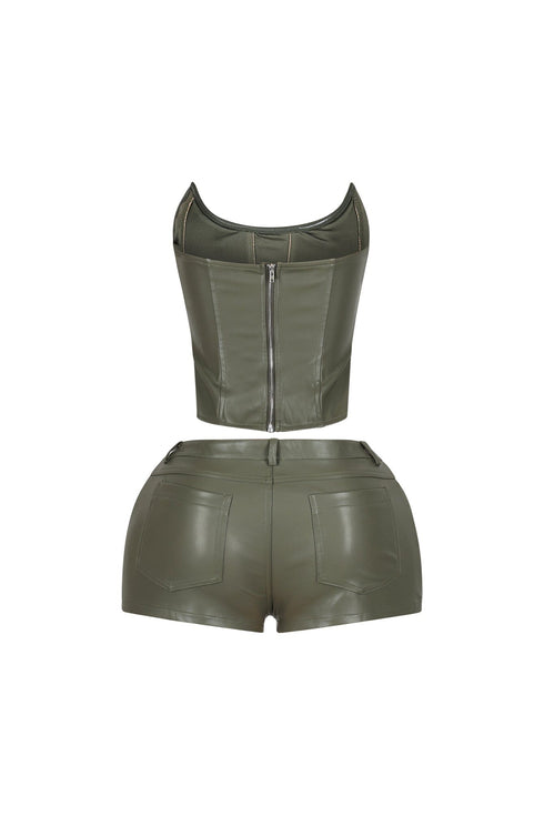 Juha PU Corset Top & Shorts SET