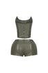 Juha PU Corset Top & Shorts SET