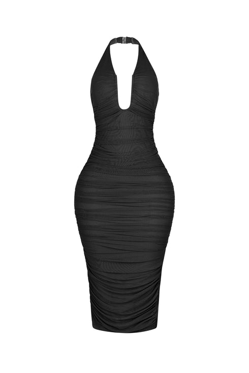 Central U Cut Ruched Midi Dress