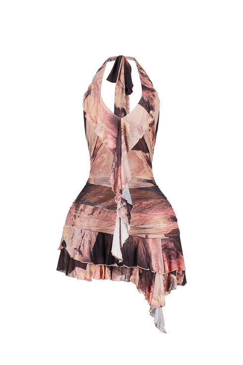 Avila Mesh Print Halter Dress