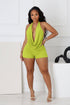 Wine Glow Mesh Cowl Neck Halter Romper