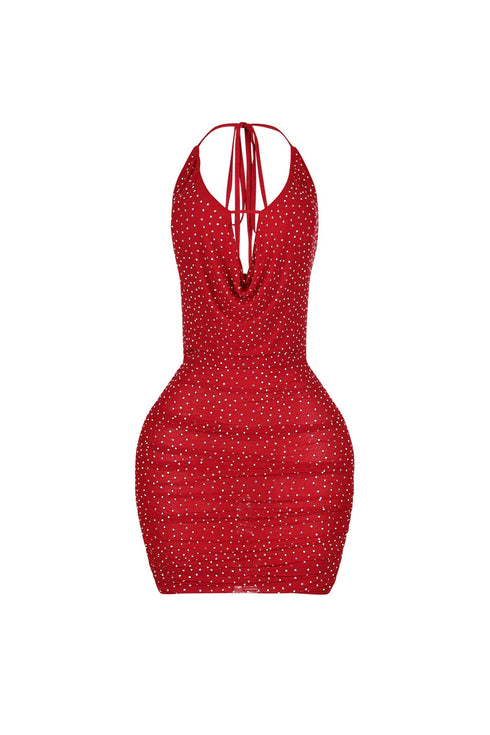 Alessia Rhinestone Mesh Mini Dress