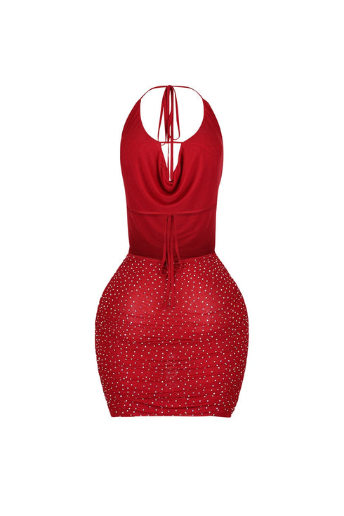 Alessia Rhinestone Mesh Mini Dress