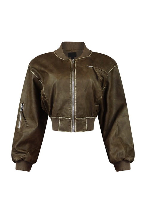 Gianna Faux Leather Bomber Jacket