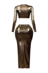 Shine On Me Metallic Foil Top & Skirt SET
