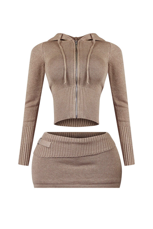 Fatima Knit Hoodie Jacket & Skirt SET