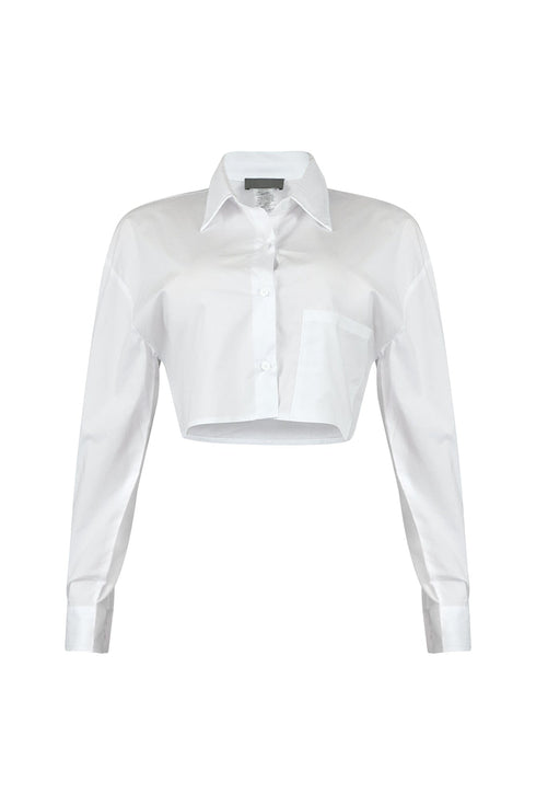Alessa Poplin Cropped Shirt Blouse