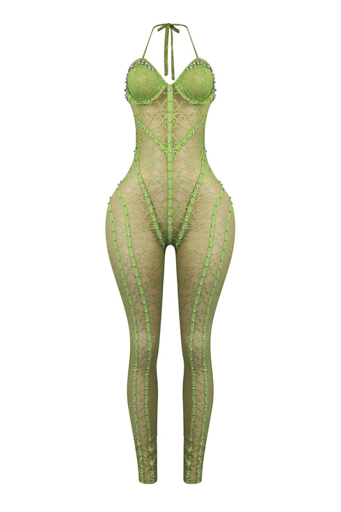 Sweet Alert Lace Rhinestone Jumpsuit