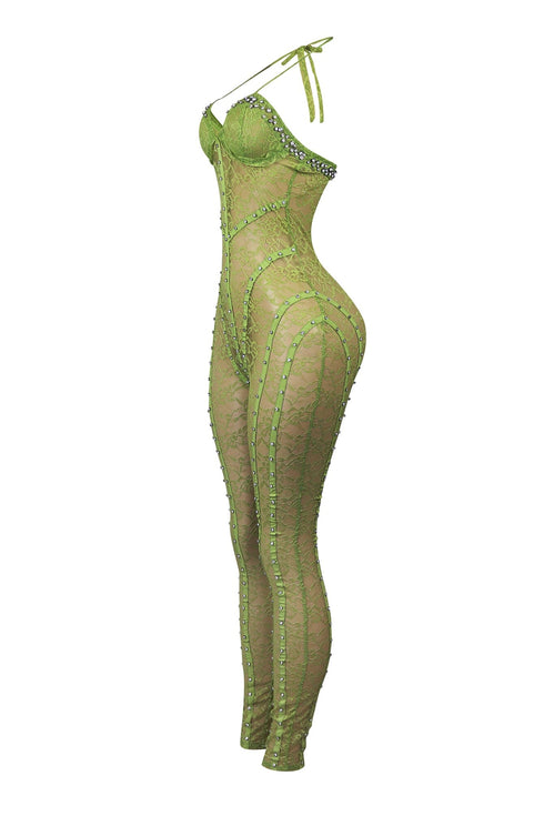 Sweet Alert Lace Rhinestone Jumpsuit