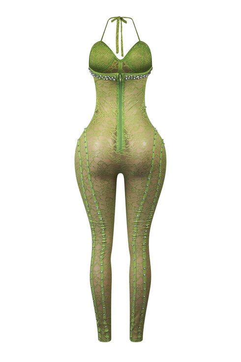 Sweet Alert Lace Rhinestone Jumpsuit