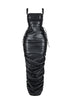 Vicksburg Faux Leather Ruched Maxi Dress