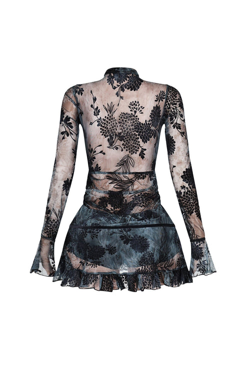 Lecce Mesh Velvet Mini Dress