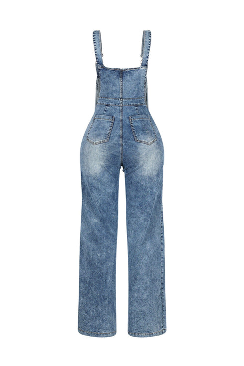 Easygoing Wide Leg Denim Jumpsuit