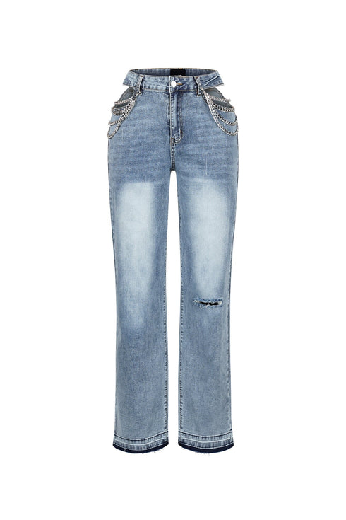 Tuesday Twist Baggy Denim Jeans With Chain