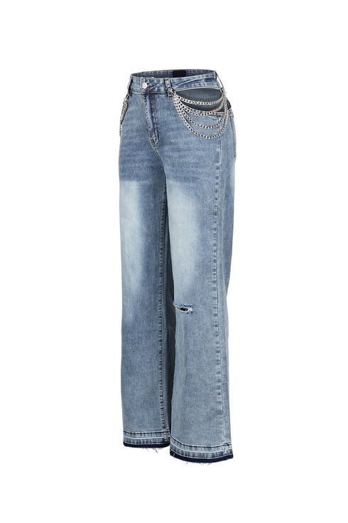 Tuesday Twist Baggy Denim Jeans With Chain
