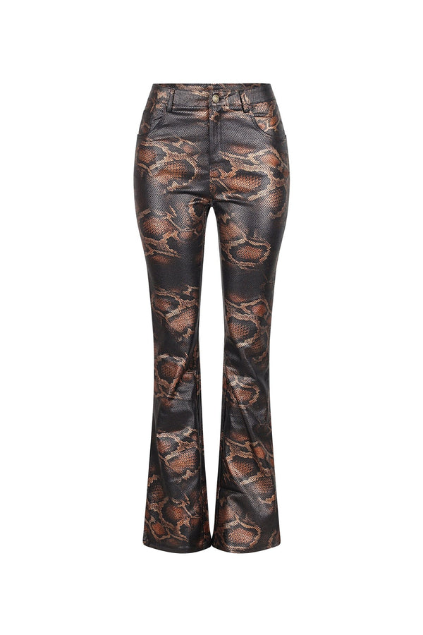 Zahara Animal Print Faux Leather Pants