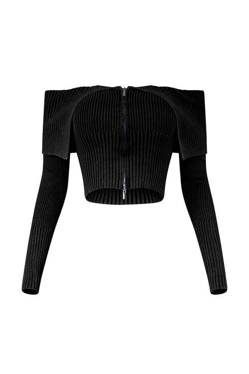 Bethany Folded Cape Zipper Sweater