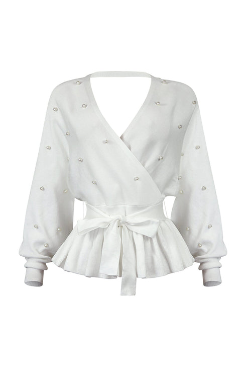 Aubrey Pearl Knit Wrap Sweater