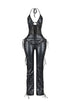 Nasty Girl Sheer Mesh Faux Leather Jumpsuit