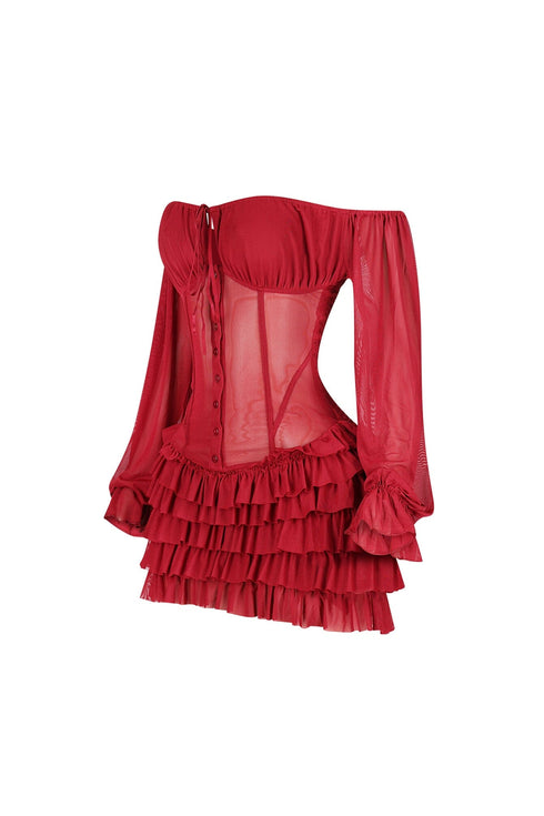 Regal Yet Structured Ruffle Mini Dress