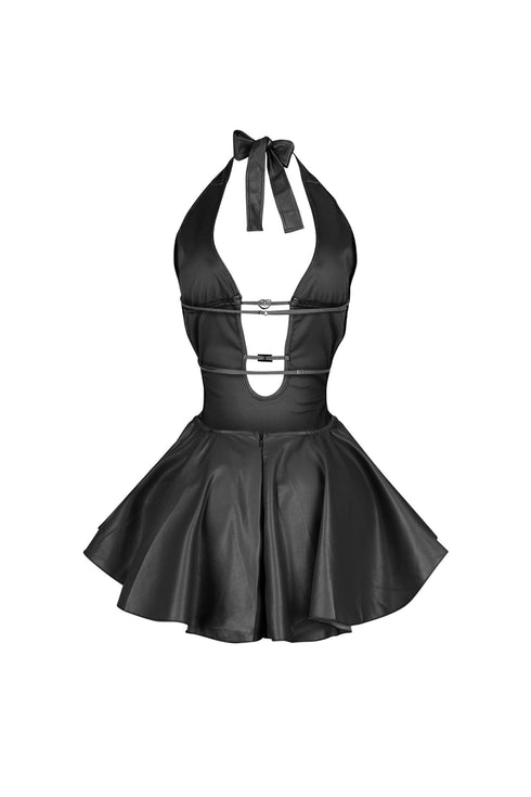 Giselle Faux Leather Flare Mini Dress