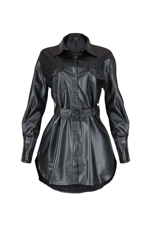 Zephyra PU Shirts Dress