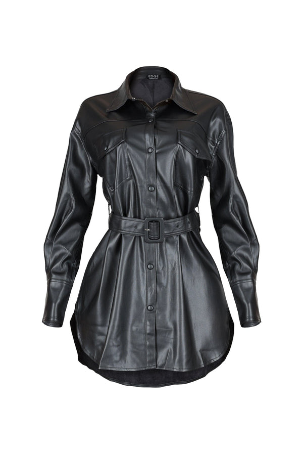 Zephyra PU Shirts Dress
