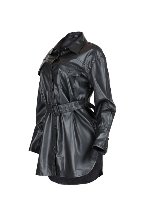 Zephyra PU Shirts Dress
