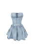 Allie Pleated Belt Strapless Denim Dress