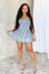 Allie Pleated Belt Strapless Denim Dress