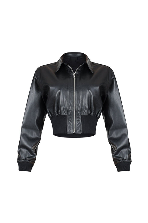 Midnight Rider PU Bomber Jacket