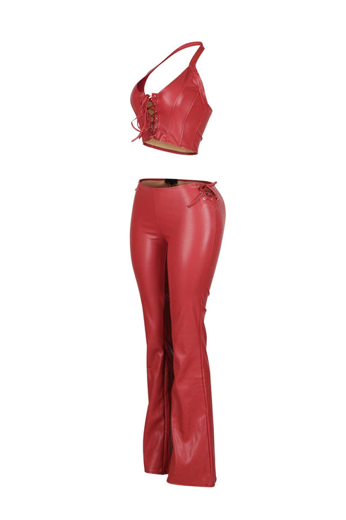 Vegas Vice PU Halter Top & Pants SET