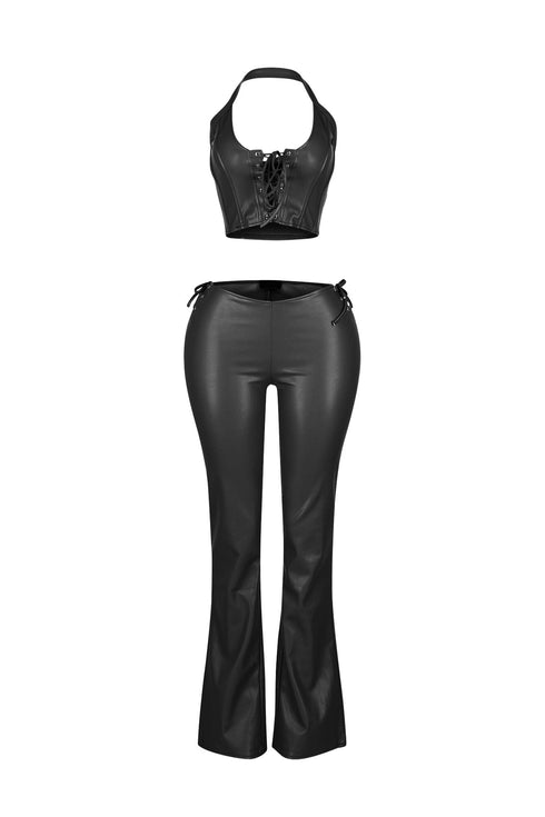 Vegas Vice PU Halter Top & Pants SET
