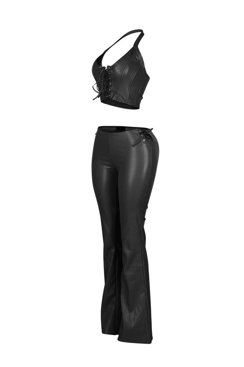 Vegas Vice PU Halter Top & Pants SET